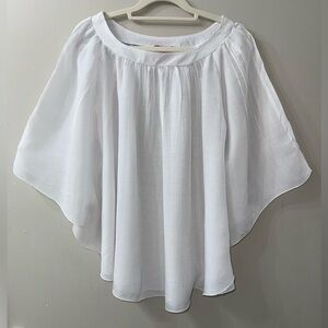 Body Central White Sheer Blouse Size Small Flowy Boho Batwing Sleeve Top